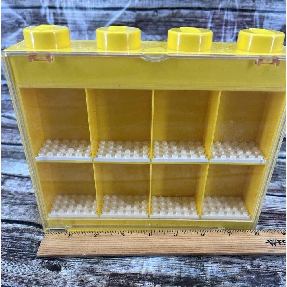 Lego Yellow Minifigure Display Case for 8 Minifigs - Can Hang Or Stand Upright